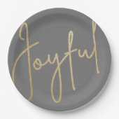 JOYFUL Gold Imitate Foil Gran Christmas Pappteller (Vorderseite)