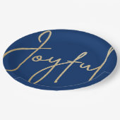 JOYFUL Gold Imitate Fox Blue Christmas Pappteller (Schrägansicht)