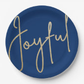 JOYFUL Gold Imitate Fox Blue Christmas Pappteller (Vorderseite)