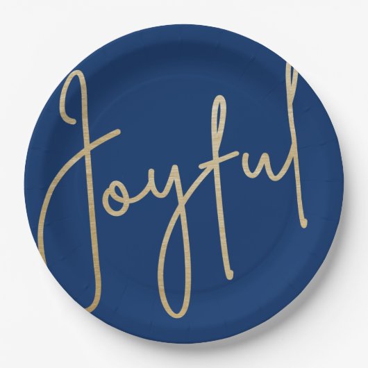 JOYFUL Gold Imitate Fox Blue Christmas Pappteller (Vorderseite)