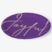 JOYFUL Gold Imitate Lila Weihnachten Pappteller (Schrägansicht)