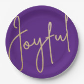JOYFUL Gold Imitate Lila Weihnachten Pappteller (Vorderseite)
