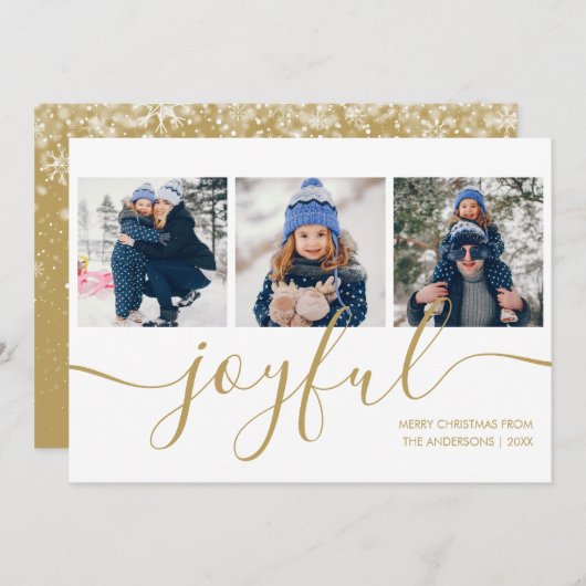 Joyful Gold Script 3 Foto Weihnachten (Vorne/Hinten)