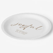 Joyful Gold Script Name Mercury White Pappteller (Schrägansicht)