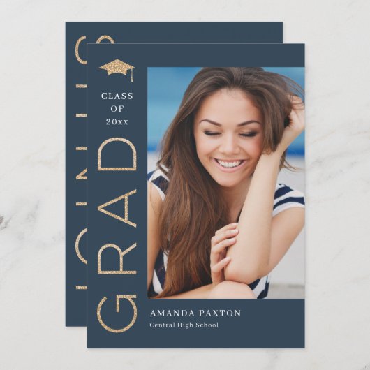 Joyful Grad Editable Color Abschluss Einladung (Vorne/Hinten)