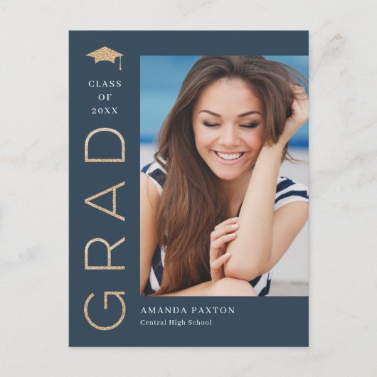 Joyful Grad Editable Color Abschluss Postcard Postkarte (Vorderseite)
