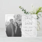 Joyful Grayscale Modern Photo Save The Date (Stehend Vorderseite)
