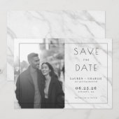 Joyful Grayscale Modern Photo Save The Date (Vorne/Hinten)
