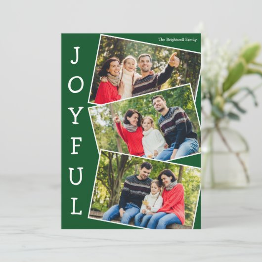 Joyful Green 3 Family Foto Collage Weihnachten (Stehend Vorderseite)
