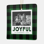 Joyful Green Buffalo Kariertes Foto Keramikornament (Links)