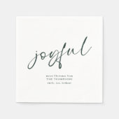 Joyful Green Calligraphy Frohe Weihnachten Serviette (Vorderseite)
