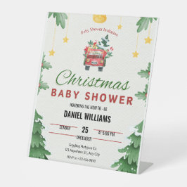 Joyful Green Christmas Toy Drive Baby Shower Sockelschild