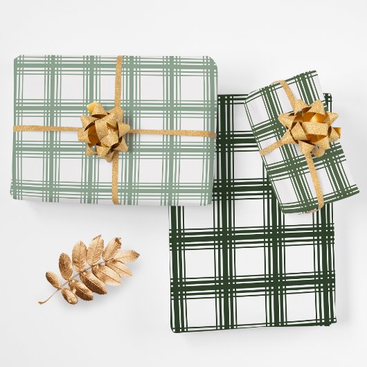 Joyful Green Kariert Trio Geschenkpapier Set