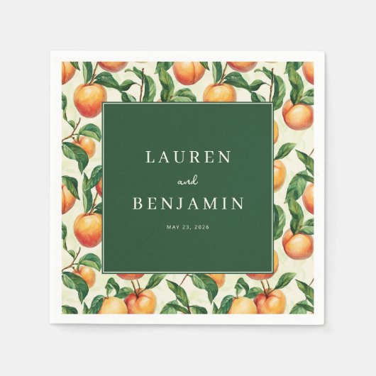 Joyful Green Peach Illustration Serviette (Vorderseite)
