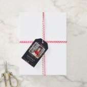 Joyful Greenery Custom Foto Frohe Weihnachten Geschenkanhänger (Mit Garn)