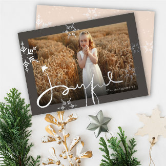 Joyful Hand-Gezeichnet Script Geometric Snowflake  Folien Feiertagskarte