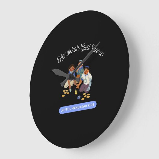 Joyful Hanukkah Kids Große Wanduhr (Winkel)