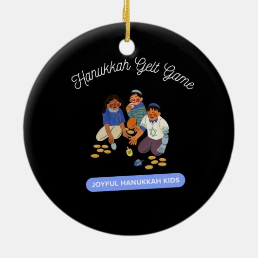 Joyful Hanukkah Kids Keramik Ornament (Hinten)