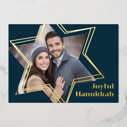 Joyful Hanukkah Star von David Foto Frame Folieneinladung (Vorderseite)