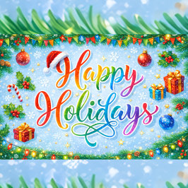 Joyful Happy Holidays Seasonal Graphic Feiertagskarte