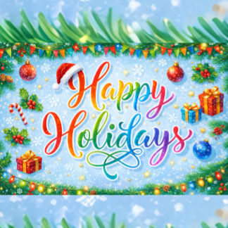  Joyful Happy Holidays Seasonal Graphic Feiertagskarte