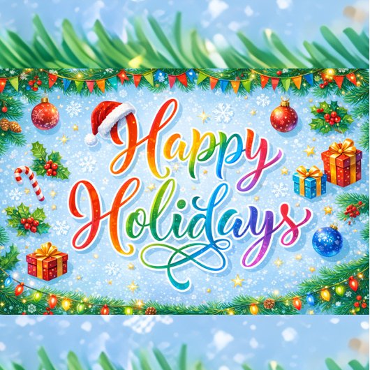  Joyful Happy Holidays Seasonal Graphic Feiertagskarte