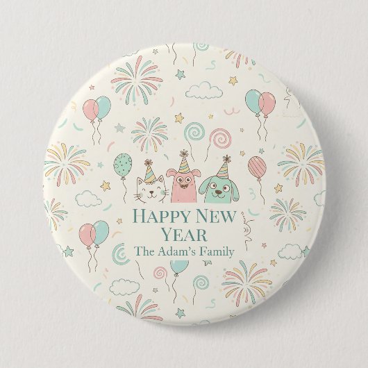 Joyful Happy New Year 2026 Button (Vorderseite)
