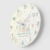 Joyful Happy New Year 2026 Kids Name Custom Große Wanduhr (Winkel)