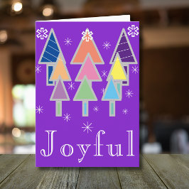 Joyful Holiday Chic Script Spaß Lila Weihnachten Karte