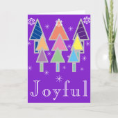 Joyful Holiday Chic Script Spaß Lila Weihnachten Karte (Vorderseite)