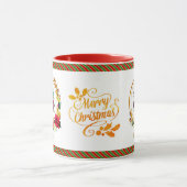Joyful Holiday Floral and Plaid Christmas Tasse (Zentrum)