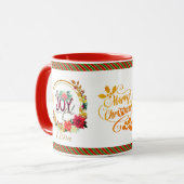 Joyful Holiday Floral and Plaid Christmas Tasse (Vorderseite Links)