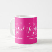 Joyful Holiday Geschenk Script Chic Hot Pink Weihn Kaffeetasse (Vorderseite Links)
