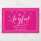 Joyful Holiday Geschenk Skriptname Hot Pink Mini Schaumweinetikett (Einzelnes Label)