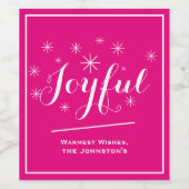 Joyful Holiday Gifting Skript Rustic Chic Hot Pink Weinetikett (Einzelnes Label)