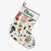 Joyful Holiday Pattern | Christmas Stocking  Großer Weihnachtsstrumpf (Vorderansicht (hängend))