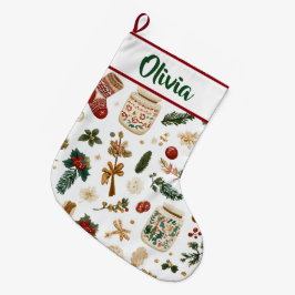 Joyful Holiday Pattern | Christmas Stocking  Großer Weihnachtsstrumpf