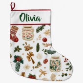 Joyful Holiday Pattern | Christmas Stocking Großer Weihnachtsstrumpf (Vorderseite)