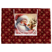 Joyful Holiday Santa Claus Rudolph Gift Bag Große Geschenktüte (Rückseite)