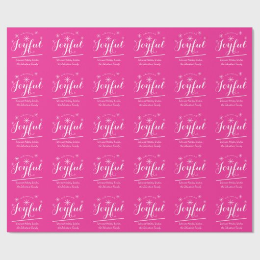 Joyful Holiday Script Chic Hot Pink Weihnachtsgesc Geschenkpapier (Flach)