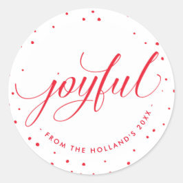 JOYFUL HOLIDAY SIEGEL stilvoll kalligraphisch rot Runder Aufkleber