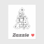 Joyful Holiday Tree - Typografy Art Festive Words Aufkleber (Blatt)