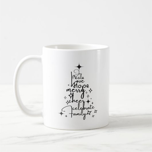 Joyful Holiday Tree - Typografy Art Festive Words Kaffeetasse (Links)