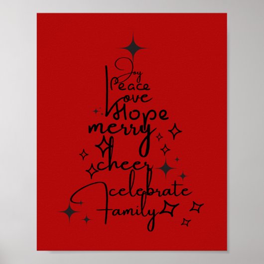Joyful Holiday Tree - Typografy Art Festive Words Poster (Vorne)