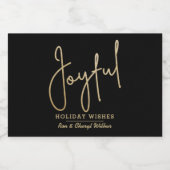 JOYFUL Holiday Wishes Gold on Black Schaumweinetikett (Einzelnes Label)