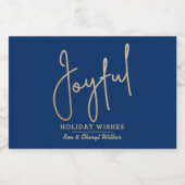 JOYFUL Holiday Wishes Gold on Blue Schaumweinetikett (Einzelnes Label)