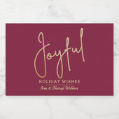 JOYFUL Holiday Wishes Gold on Cranberry Schaumweinetikett (Einzelnes Label)