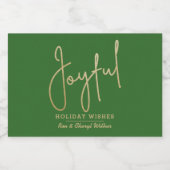JOYFUL Holiday Wishes Gold on Green Schaumweinetikett (Einzelnes Label)