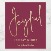 JOYFUL Holiday Wishings Gold Imitate Olivenweg Weinetikett (Einzelnes Label)