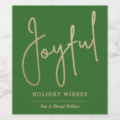 JOYFUL Holiday wünscht Gold Imitate Grün Weinetikett (Einzelnes Label)